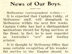 'News of our Boys' – an article that appeared in the Commonwealth Bank's staff magazine Bank Notes