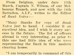 Snippet from a Banknotes article about Norman Wilson