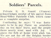'Soldiers' Parcel' – an article that appeared in the Commonwealth Bank's staff magazine Bank Notes, February 1919