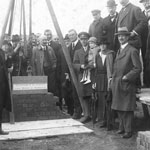 Alderman William Whyte Cabena, Lord Mayor of Melbourne, laying the foundation stone of the first war service home in Victoria at Eskdale Road, Caulfield, Melbourne, 25 July 1919. PN-002088