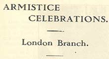 Armistice Celebrations London Branch
