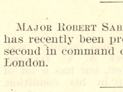 'A Bank Notes Magazine Article regarding Major Robert Sabeston's Promotion'